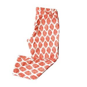 Jones New York Crop Jean Women 14 L Denim Capri Pant 25" Orange White Boho Print